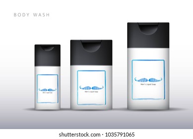 Product mock up design. Body wash set for men on the white background. Vector illustration EPS10