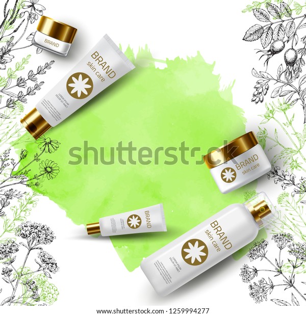 Download Product Mockup Sketch Medicinal Herbs Green Stock Vector Royalty Free 1259994277