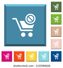 Product not available white icons on edged square buttons in various trendy colors