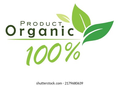 Iconos de sellos orgánicos del producto Ilustración vectorial con verde 
 hoja de planta orgánica. Producto orgánico 
pegatina con etiqueta de hoja verde. 2.ª ilustración vectorial.