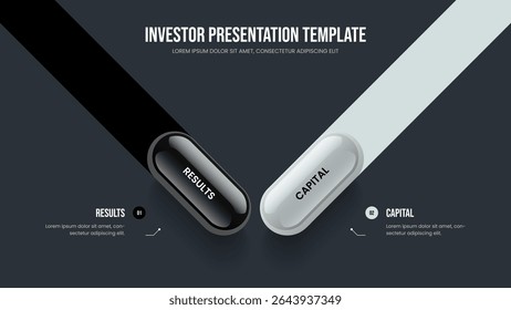 Visão geral do produto Modelo de quadro de diagrama de duas etapas. Ilustração do vetor de layout de apresentação de slides da solução empresarial. Digital Insight 2 Opção Design de slides infográficos.
