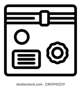 vector de contorno de icono del paquete de productos. Comida de vacío. Sello de cocaína