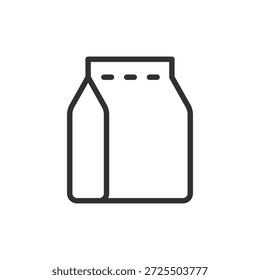 Bolso del paquete del Producto, icono linear. Envases de alimentos o mercancías. Línea con trazo editable.