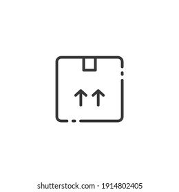Produkt Paket dünne Linie Symbol. Versand- und Lieferbox. Leitender Geschäftsvektor