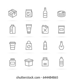 product package vector line icons, minimal pictogram design, editable stroke for any resolution