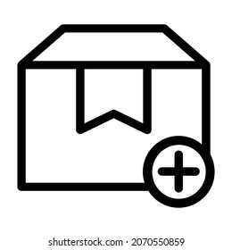 product packaging icon, marketplace product, product information, add product, vector illustration
