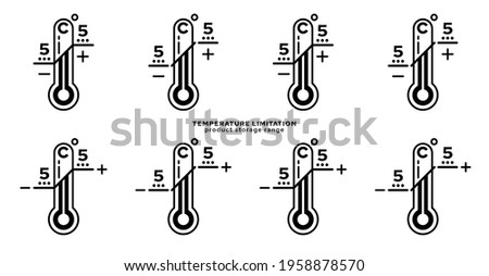 Product packaging labeling - temperature limitation. The thermometer sign with temperature values is a symbol for the storage range of the product. Vector elements.
