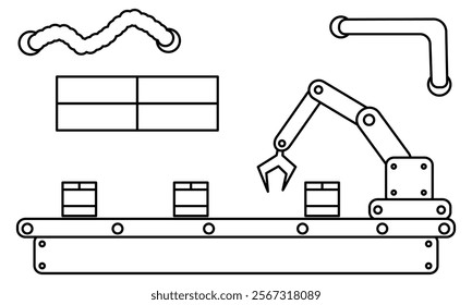 product packaging process with industrial machines and robots