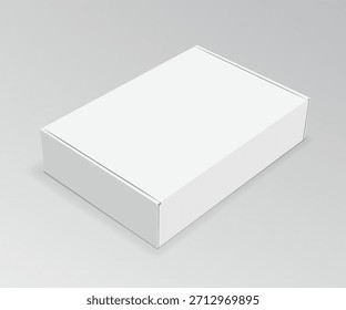 Product packaging wide cardboard box. Blank white 3D illustration for mockup designing