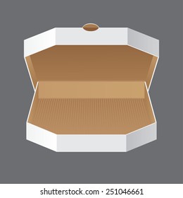 Product Packing Vector. Open White Blank Carton Pizza Box