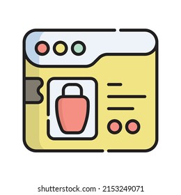 Product Page Icon Vector Illustration. Flat Outline Cartoon. Shopping And Ecommerce Icon Concept Isolated Premium Vector