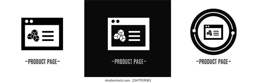 Product page set. Collection of black and white. Stock vector.