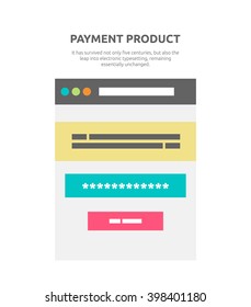 Product payment website element design. Website and business marketing, commerce web shop, payment online, finance buy, e-commerce payment internet, retail sale vector illustration