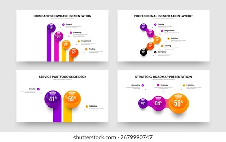 Rendimiento de Producto 4 5 2 3 Colección de diseño de marco de diagrama de elementos. Innovación Corporativa Cuatro Cinco Dos Tres Paso Gráfico Diapositiva Plantilla Ilustración vectorial Paquete.