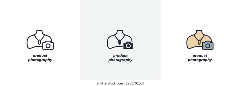 product photography icon. Line, solid and filled outline colorful version, outline and filled vector sign. Idea Symbol, logo illustration. Vector graphics