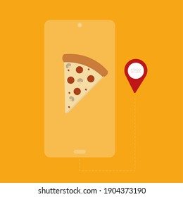Product pizza Delivery orange shop product domiciliary icon- Vector