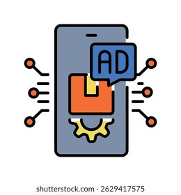 Product placement color line icon for digital and print projects.  Minimal clean icons for apps and websites. Modern simple icons for UI UX and branding