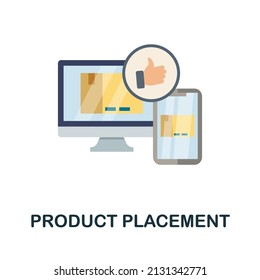 Symbol für Produktplatzierung Farbiges Elementzeichen aus der Marktintegration-Kollektion. Flat Product Placement Symbol für Webdesign, Infografiken und mehr.