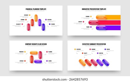 Product Planning Five Three Four Five Element Diagram Slideshow Design Vector Illustration Collection. Market Profile 5 3 4 5 Step Infographic Slide Template Bundle.