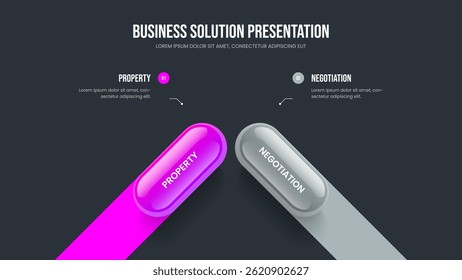 Product Planning Frame Design Vector Illustration. Service Showcase Two Element Infographic Presentation Template. Visual Briefing 2 Option Diagram Slide Layout.