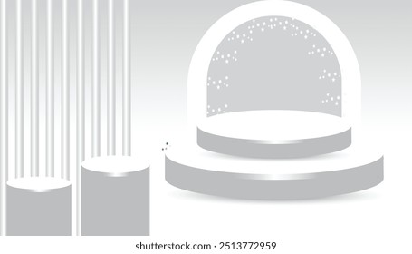 product podium background. Abstract composition in minimalist design. Studio showroom product pedestal, Fashion showcase mockup scene.
