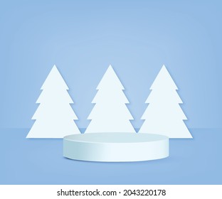 Product podium with christmas trees Vector