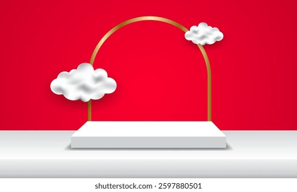 Product podium display 3D product background. Stage for products. Vector illustration