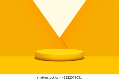pantalla de podio de producto 3d Cilindro vacío en fondo de color amarillo