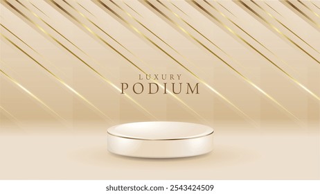 product podium with golden frame 3d realistic design