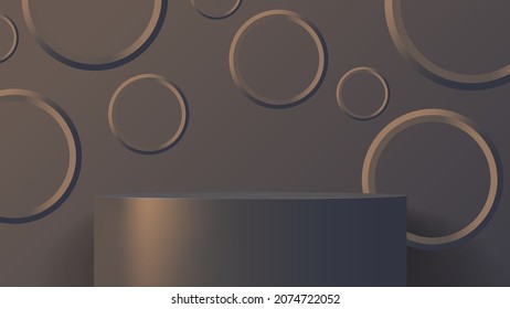Product podium mock up background for presentation with black abstract background 3d illustration