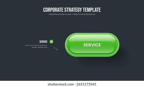 Product Portfolio Slide Design Vector Illustration. Corporate Development One Option Infographic Presentation Layout. Professional Report 1 Step Diagram Slideshow Template.