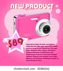 Product poster for shop. Design sale card, offers, price. Vector.