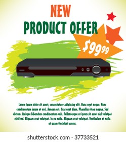 Product poster for shop. Design sale card, offers, price. Vector.