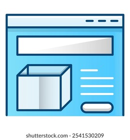 ícone da apresentação do produto, ilustração do vetor de gradiente azul