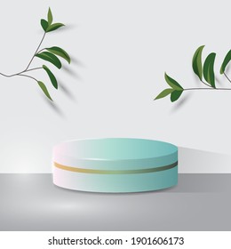 Product presentation, mock up, show cosmetic product, Podium, stage pedestal or platform. Abstract minimal scene with cylinder podium. 3d vector.