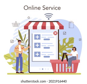 Product presentation online service or platform. Entrepreneur presenting new product and its advantages to a customer. Flat vector illustration