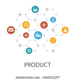 product presentation template, cover layout and infographics price, quality, delivery, development icons