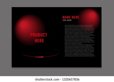 Product presentation template for promotion, advertising, flyer, brochure, product, report, banner, business, Dark style with red light background. - Vector