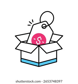 Producto Precio Vector Icono de estilo de ilustración de contorno lleno. Archivo EPS 10