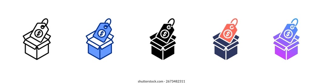 Product Pricing icon sheet multiple style collection