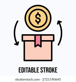 Product Pricing Package Isolated Vector Lineal Colour Style Icon Editable Stroke