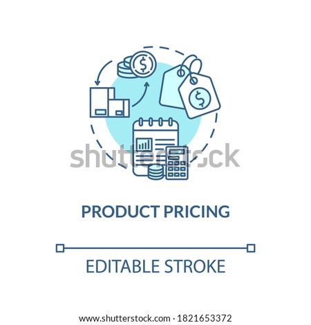 Product pricing turquoise concept icon. Sell merchandise. Commerce plan. Financial strategy. Product management idea thin line illustration. Vector isolated outline RGB color drawing. Editable stroke