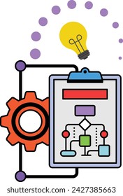 product, process and business model innovation concept, vector  design, self improvement at workplace Symbol, business motivation Sign, goal-directed behavior stock illustration