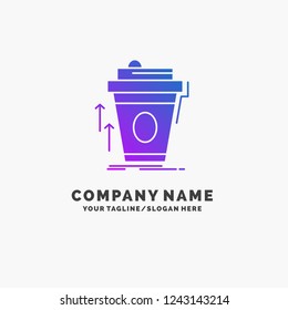 product, promo, coffee, cup, brand marketing Purple Business Logo Template. Place for Tagline.