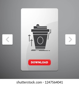 product, promo, coffee, cup, brand marketing Glyph Icon in Carousal Pagination Slider Design & Red Download Button