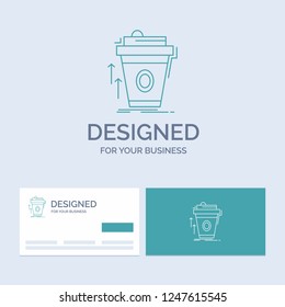 product, promo, coffee, cup, brand marketing Business Logo Line Icon Symbol for your business. Turquoise Business Cards with Brand logo template