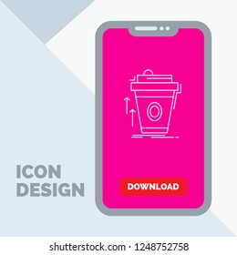 product, promo, coffee, cup, brand marketing Line Icon in Mobile for Download Page