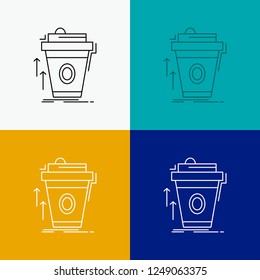 product, promo, coffee, cup, brand marketing Icon Over Various Background. Line style design, designed for web and app. Eps 10 vector illustration