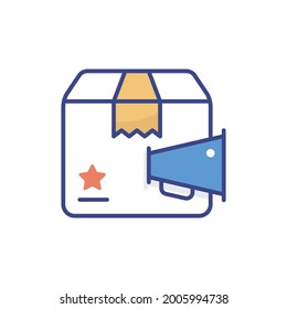 Ilustración de icono de relleno de contorno plano vectorial de promoción de productos. archivo EPS 10 