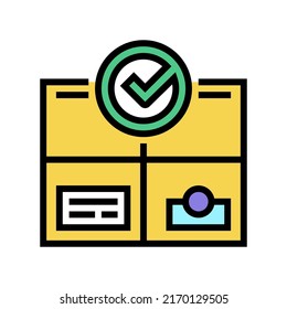 Farbsymbol für die Produktqualität, Vektorgrafik. Produktqualitätszeichen. einzelne Symbolillustration